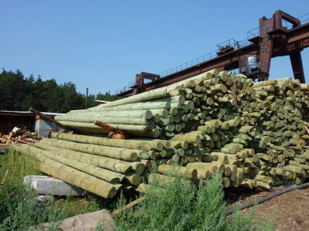 Столбы ЛЭП и связи деревянные, фотография 2