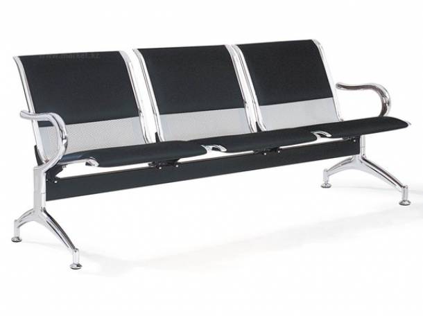 Металлическая скамья для залов ожидания, банков, цонов, аэропортов, жд вокзалов, фотография 4