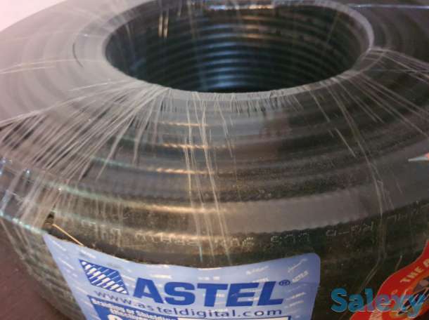 Кабель телевизионный для телевидения провод шнур RG-6, 92м черный, фотография 1