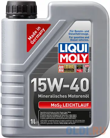 2570 liquimoly мин. мот.масло mos2 leichtlauf 15w-40 (1л), фотография 1