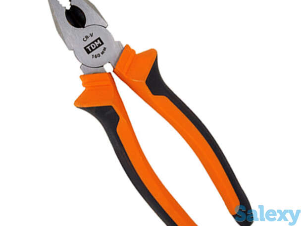 Пассатижи (плоскогубцы) с двухкомпонентными рукоятками  cr-v сталь 160 мм алмаз tdm, фотография 1