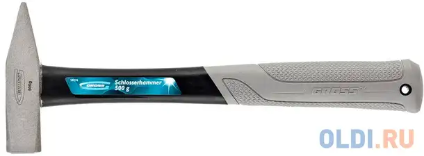 Молоток слесарный gross 10276 500г  квадратный боек, фиберглассовая обрезиненная рукоятка, фотография 1