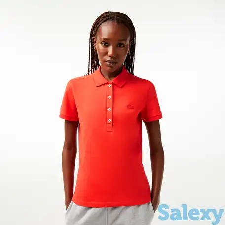 Женское поло lacoste slim fit из эластичного хлопка, фотография 1