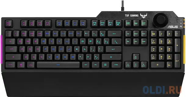 Игровая клавиатура asus tuf gaming k1 чёрная (мембранная, rgb подсветка, usb,, фотография 1
