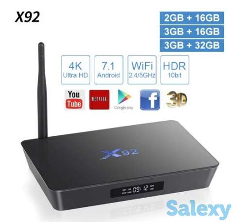 Продам аndroid TV приставка с памятью 2GB/16GB, на базе 8-ми ядерного процессора Amlogic S912, Модель X92, фотография 1