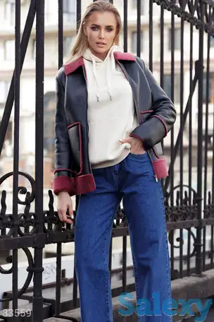 Дубленка с контрастными вставками, фотография 1