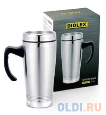 500-1(p)-dxm термокружка diolex  (0,45л) нжс+пластик, двойн.стенки, фотография 1