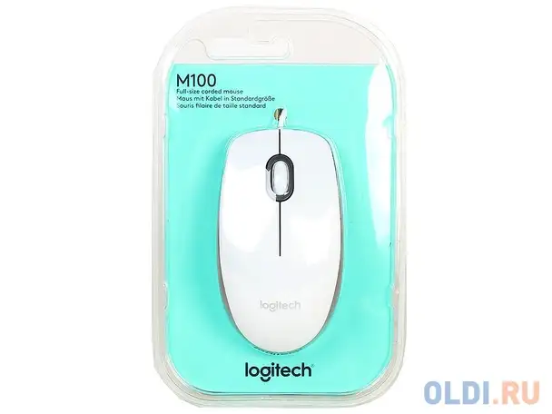 Мышь (910-005004) logitech mouse m100 white usb, фотография 1