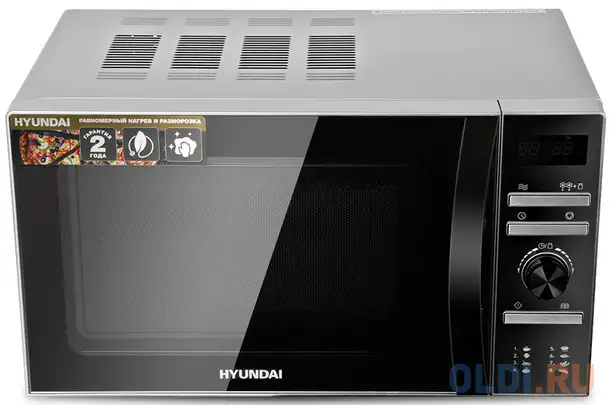 Микроволновая печь hyundai hym-d3026 700 вт серебристый, фотография 1