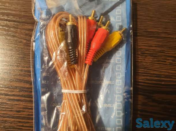Кабель DVD ДВД, шнур видео провод высокое качество 3RCA три тюльпана, фотография 4