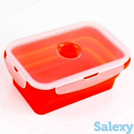 Бокс складной 750мл силиконовый оранжевый, фотография 1