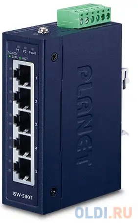 Ip30 compact size 5-port 10/100tx fast ethernet switch (-40~75 degrees c), фотография 1