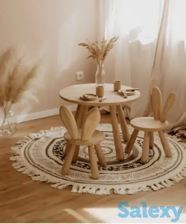 Деревянный детский стол и стул из массива бука, фотография 3