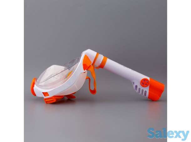 Маска подводная полнолицевая sargan галактика премиум десткая белая/оранжевая, фотография 4