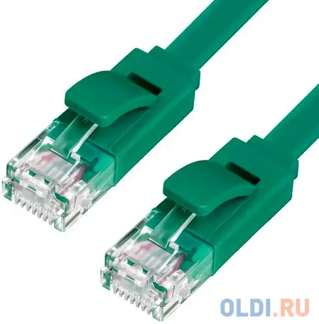 Greenconnect патч-корд prof плоский прямой 5.0m, utp медь кат.6, зеленый, позолоченные, фотография 1