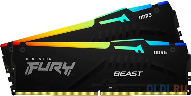 Оперативная память для компьютера kingston fury beast rgb dimm 16gb ddr5, фотография 1