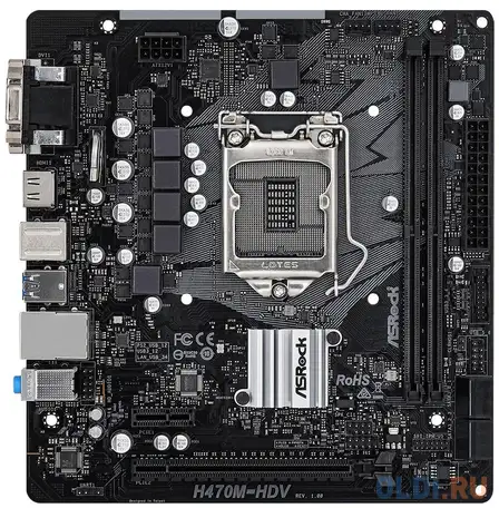 Материнская плата asrock h470m-hdv socket 1200 h470 2xddr4 1xpci-e 16x 1xpci-e, фотография 1