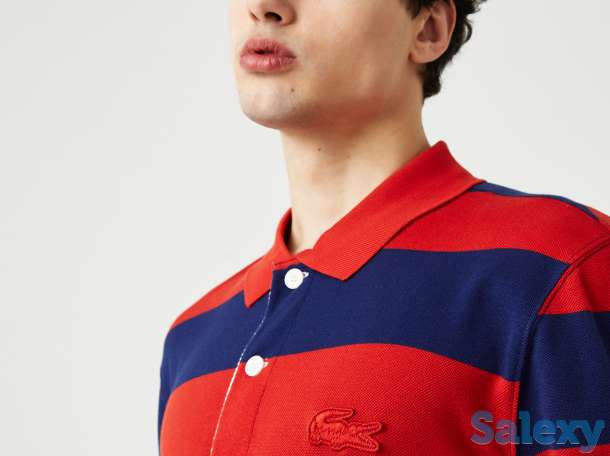 Мужская рубашка поло lacoste regular fit в полоску из хлопка, фотография 4