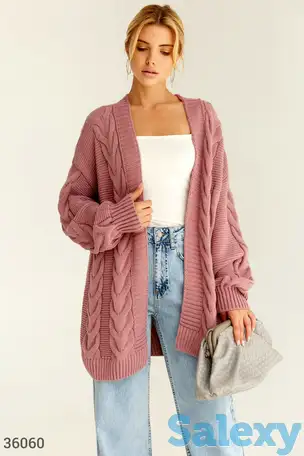 Удлиненный кардиган с косами, фотография 1
