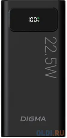 Внешний аккумулятор power bank 20000 мач digma dgpf20a черный, фотография 1