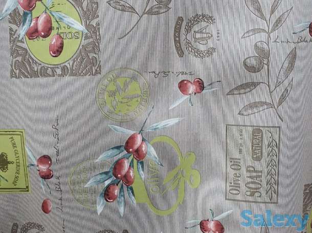 Скатерть клеенка на основе дер, плотная качество ширина 140 см Оливки, фотография 3