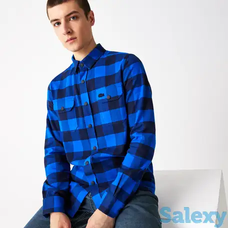 Мужская клетчатая рубашка lacoste slim fit, фотография 1