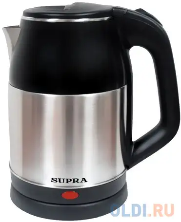 Чайник электрический supra kes-1844s 1.8л. 1500вт черный/нержавеющая сталь (корпус: нержавеющая стал, фотография 1