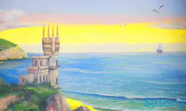 Художественная раскраска и роспись стен. Фальш : окно , камин., фотография 14