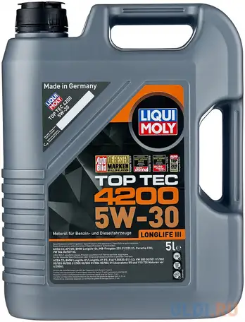 Нс-синтетическое моторное масло liquimoly top tec 4200 5w30 5 л, фотография 1