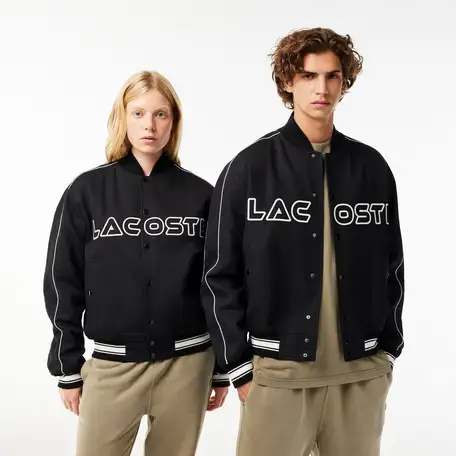 Куртка-бомбер из хлопкового твила lacoste unisex с вышивкой, фотография 1