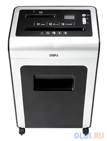 Шредер deli 9913 черный с автоподачей (секр.p-4)/фрагменты/6лист./15лтр./скрепки/скобы, фотография 1