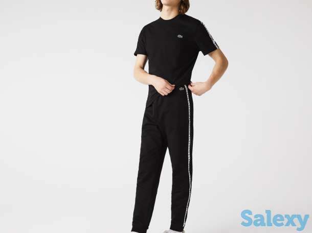 Мужские фирменные флисовые брюки lacoste для бега в полоску, фотография 3