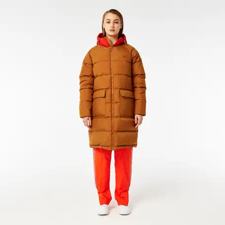 Женская стёганая  куртка lacoste с капюшоном, фотография 1