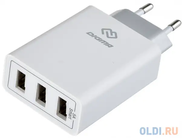 Сетевое зарядное устройство digma dgwc-3u-5a-wg 5а белый, фотография 1