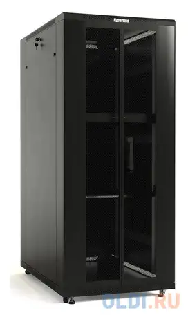 Шкаф серверный hyperline (ttb-4268-dd-ral9004) напольный 42u 600x800мм пер.дв.перфор.2ств. задн.дв.п, фотография 1