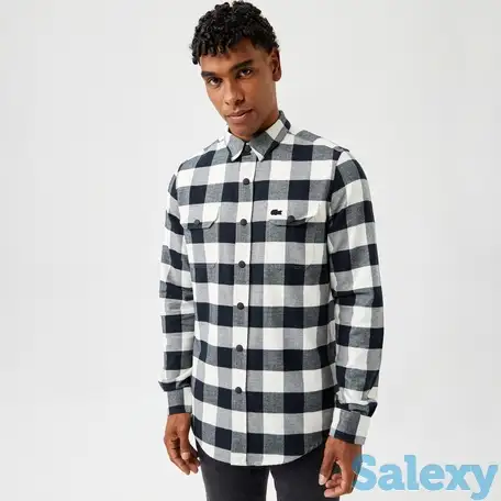 Мужская кретчатая рубашка lacoste slim fit, фотография 1