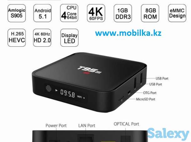 Продам недорогая Android TV приставка с 4-х ядерным процессором, 2гб/8гб памятью и цифровым дисплеем, модель Sunvell T95, фотография 1