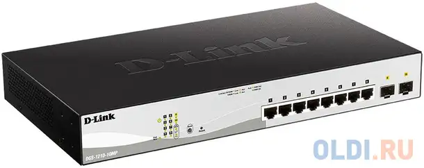 Коммутатор d-link dgs-1210-10mp/fl 8g 2sfp 8poe+ 130w управляемый, фотография 1