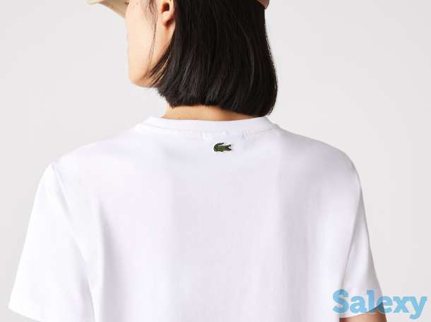 Женская хлопковая футболка lacoste с круглым вырезом, фотография 5