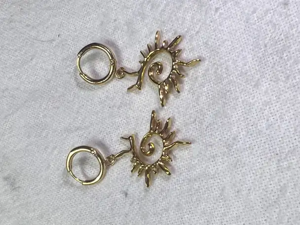 Серьги с подвеской Солнце, фотография 2