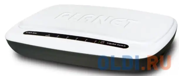 Planet 5-port 10/100/1000mbps gigabit ethernet switch (external power) - plastic case, фотография 1