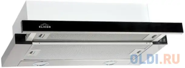 Вытяжка встраиваемая elikor glass 45н-400-в2д нержавеющая сталь/черное стекло, фотография 1