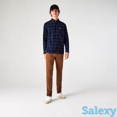 Мужская рубашка lacoste regular fit в клетку из хлопкового твила, фотография 1