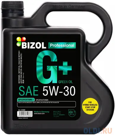 81086 bizol синт. мот.масло green oil+ 5w-30 (4л), фотография 1