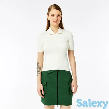 Женская вязаная рубашка-поло lacoste на молнии, фотография 1
