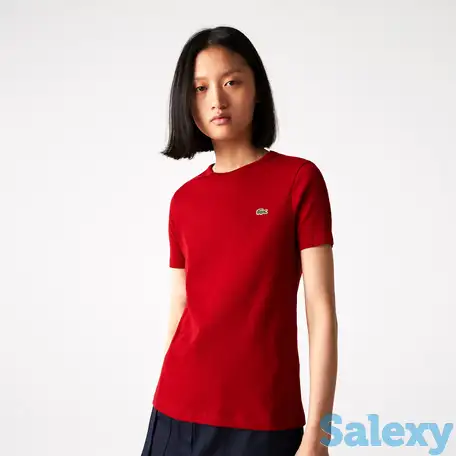 Женская футболка из мягкого хлопка lacoste с круглым вырезом, фотография 1