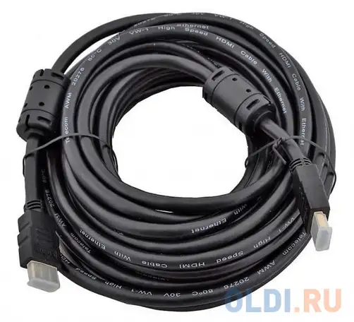 Кабель hdmi 10м ningbo hdmi-v1.4-10-ny-br круглый черный, фотография 1