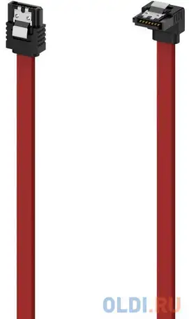 Кабель hama h-200740 00200740 sata sata угловой 0.6м красный плоский, фотография 1