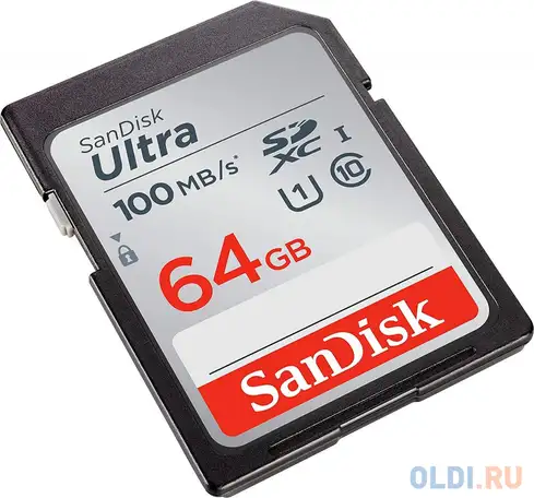 Флеш карта sdxc 64gb class10 sandisk sdsdunr-064g-gn3in ultra, фотография 1