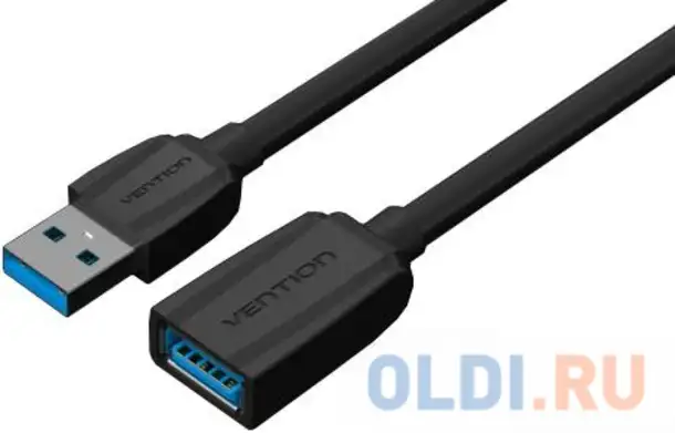 Кабель удлинительный usb 3.0 am-af 0.5м vention vas-a45-b050 черный, фотография 1